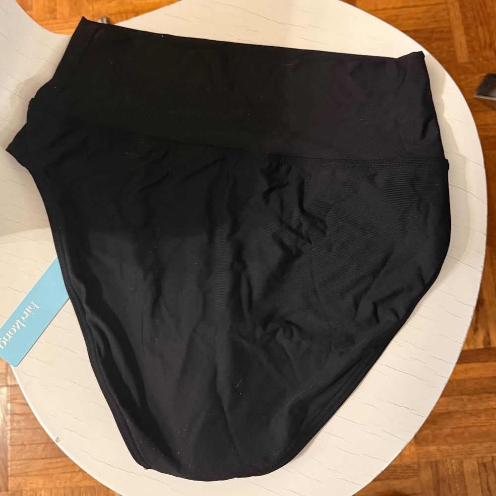 Bird Song Full Coverage NWT Black Bikini Bottom Size L with Fold Over Top